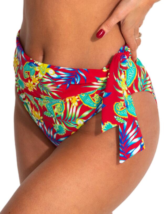 Pour Moi Heatwave Fold Over Tie Brief Red Floral