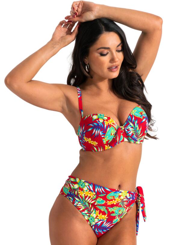Pour Moi Heatwave Fold Over Tie Brief Red Floral