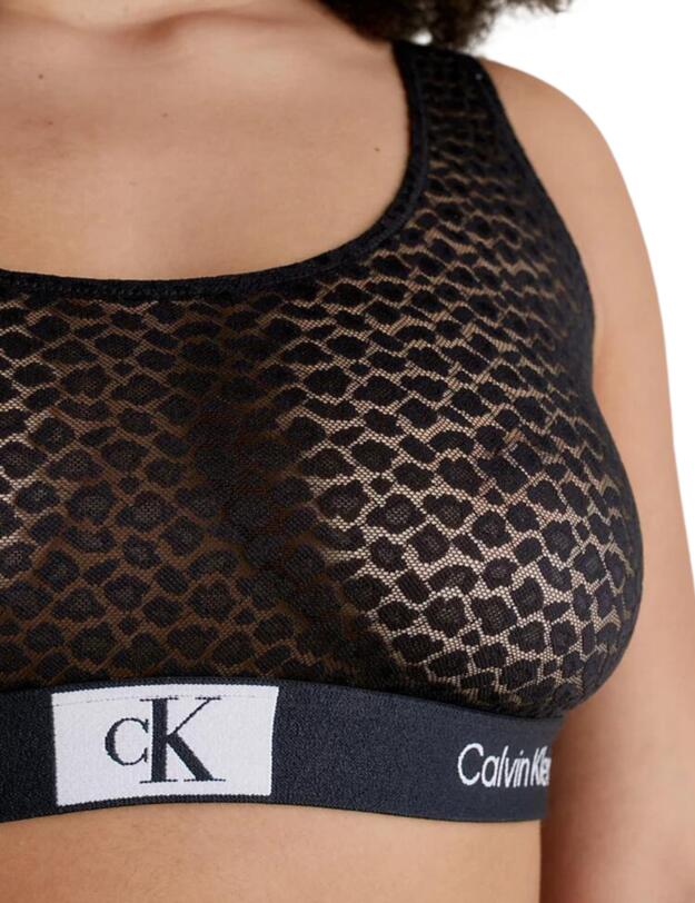 Calvin Klein Animal Lace Plus Bralette Black
