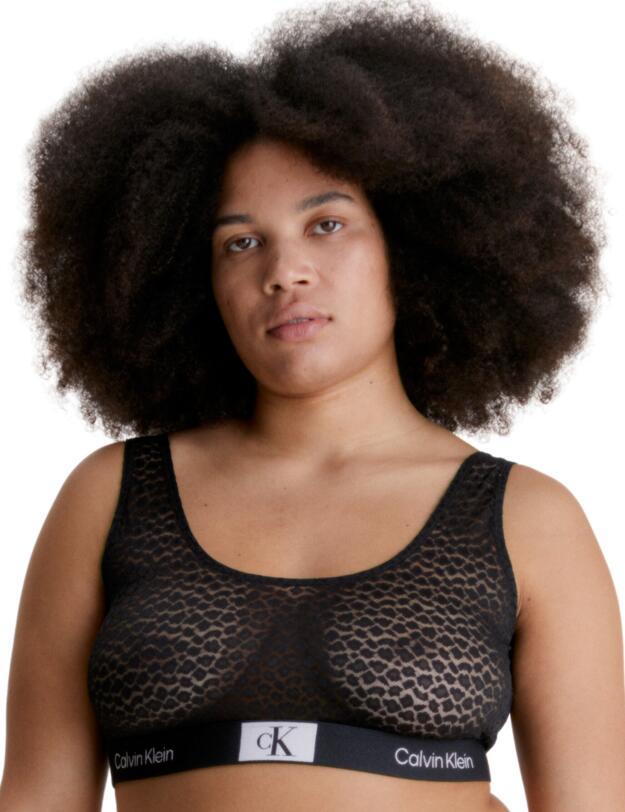 Calvin Klein Animal Lace Plus Bralette Black