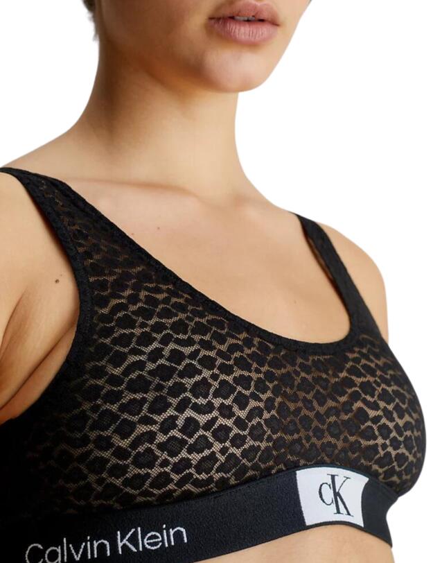  Calvin Klein Animal Lace Unlined Bralette Black