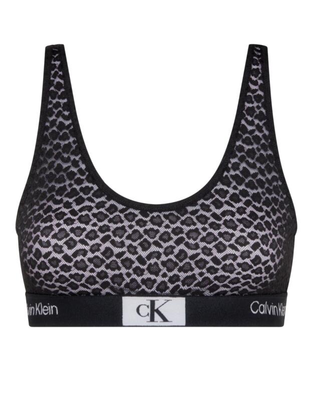  Calvin Klein Animal Lace Unlined Bralette Black