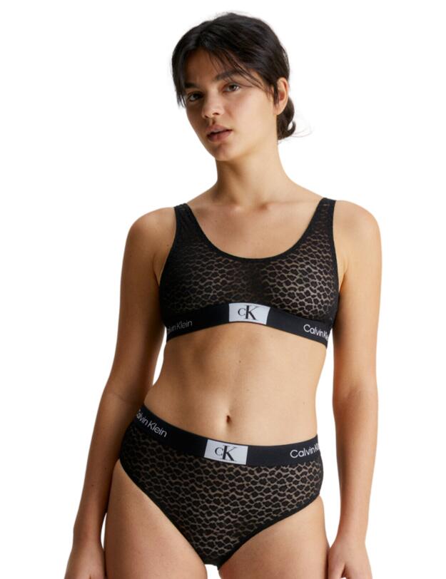  Calvin Klein Animal Lace Unlined Bralette Black