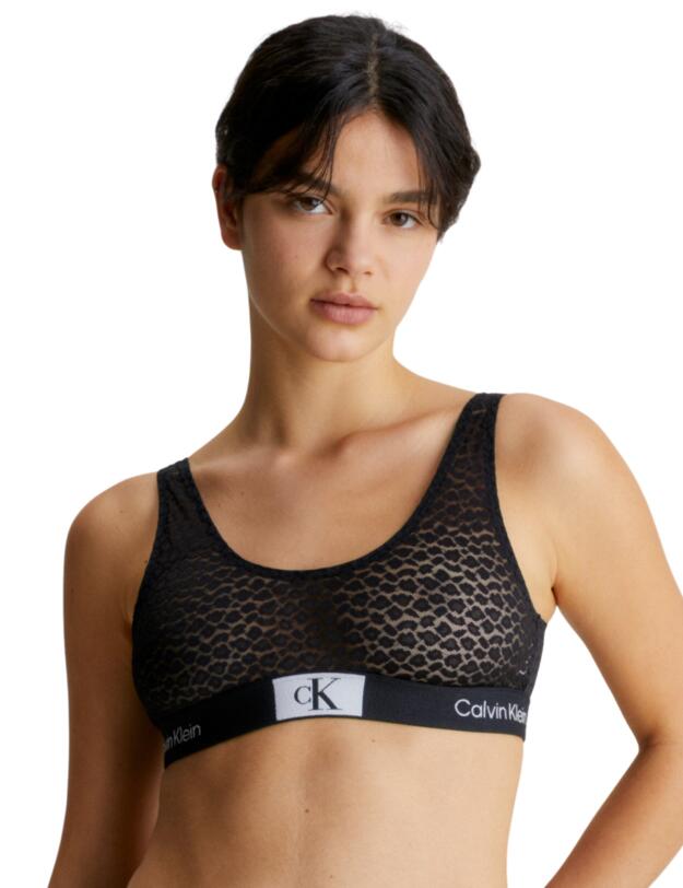  Calvin Klein Animal Lace Unlined Bralette Black