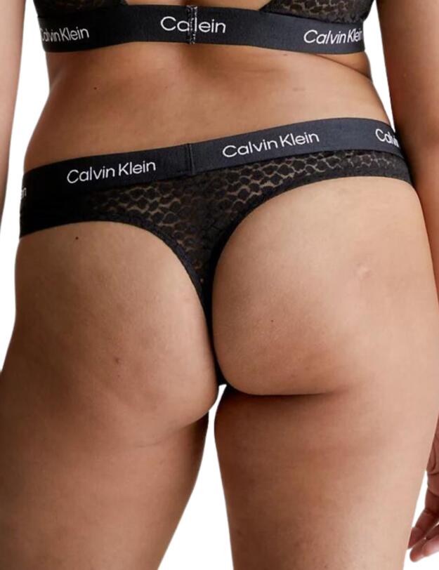 Calvin Klein Animal Lace Thong Black