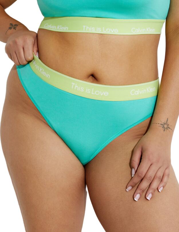 Calvin Klein Pride Plus Size Thong Aqua Green