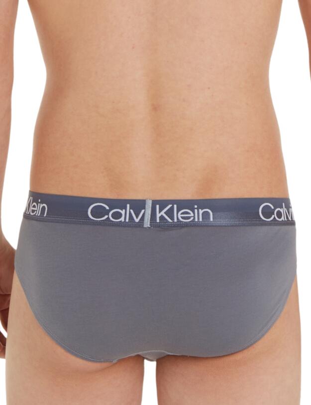 Calvin Klein Mens Modern Structure Hip Brief 3 Pack Beloved Blue/Asphalt Grey/Dragon Fly