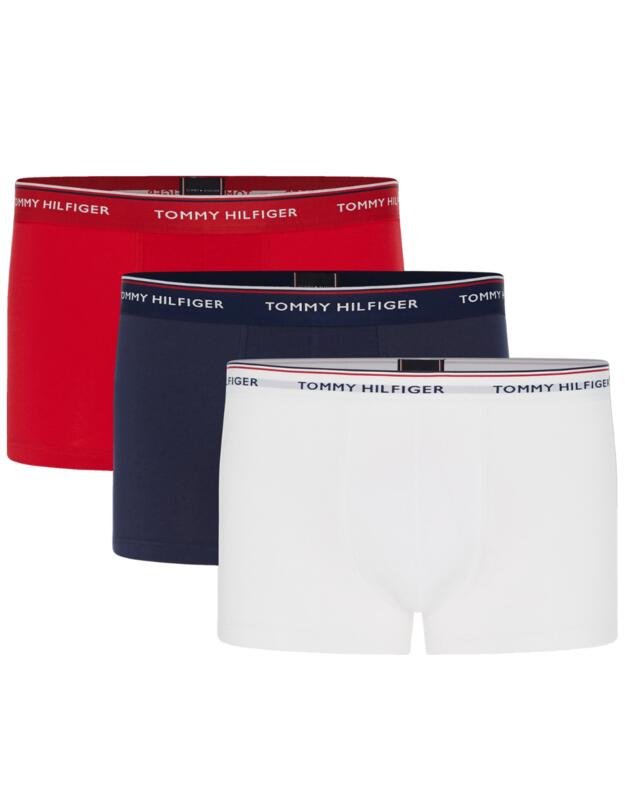 Tommy Hilfiger Mens Essential Repeat Trunks 3 Pack White/Tango Red/Peacoat