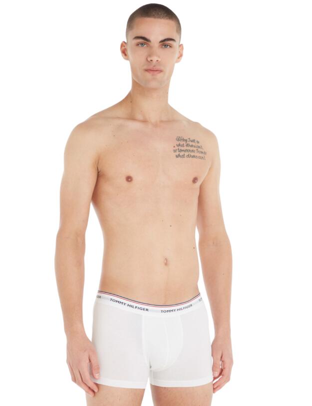 Tommy Hilfiger Mens Essential Repeat Trunks 3 Pack White/Tango Red/Peacoat