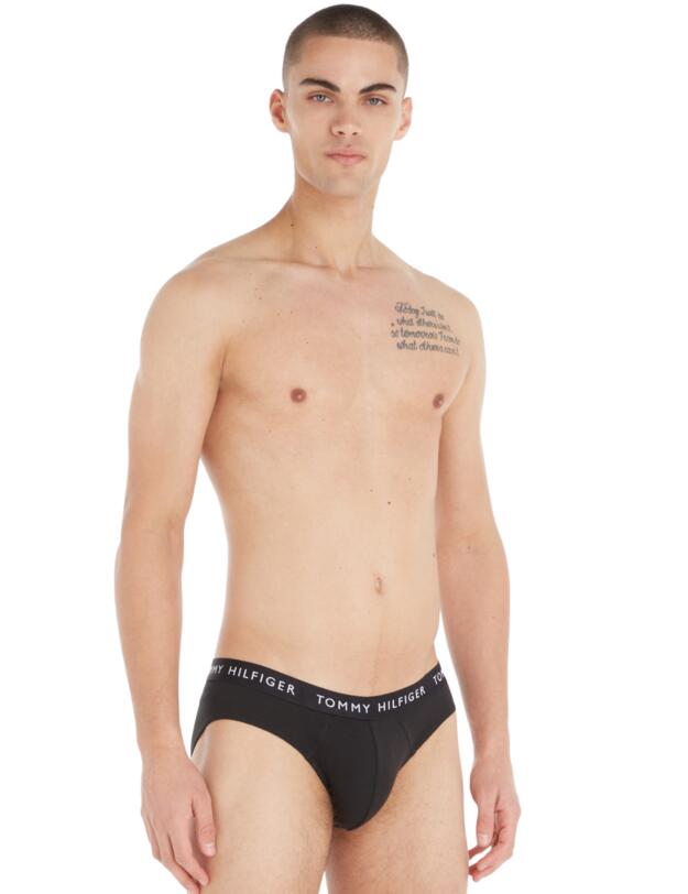 Tommy Hilfiger Mens 3 Pack Brief Black Sublunar/White