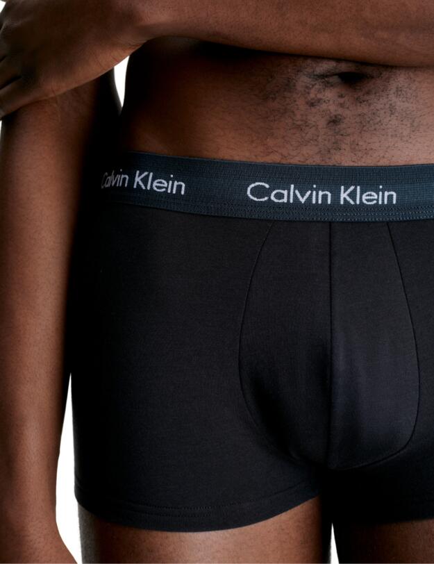 Calvin Klein Mens Cotton Stretch 3 Pack Low Rise Trunk Charcoal/Yellow/Green