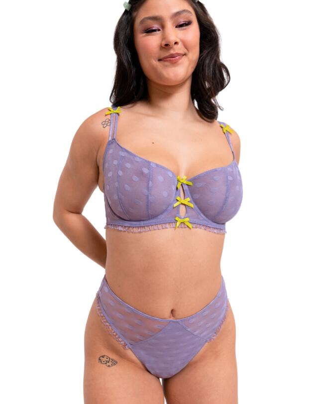 Curvy Kate Frill Me High Waist Thong Mauve/Lime