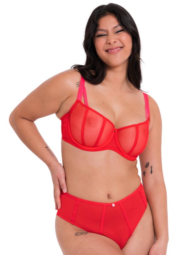 Curvy Kate Elementary High Waist Brazilian Brief Red/Pink