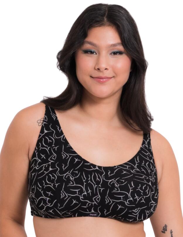 Curvy Kate Softease Crop Top Black Print 