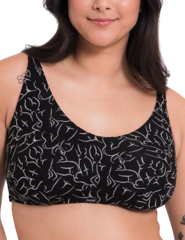 Curvy Kate Softease Crop Top Black Print 