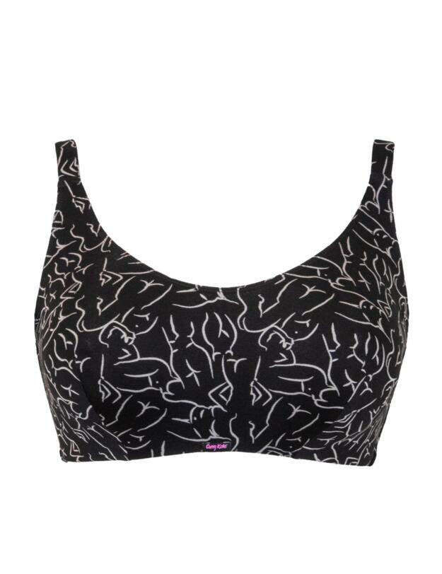 Curvy Kate Softease Crop Top Black Print 