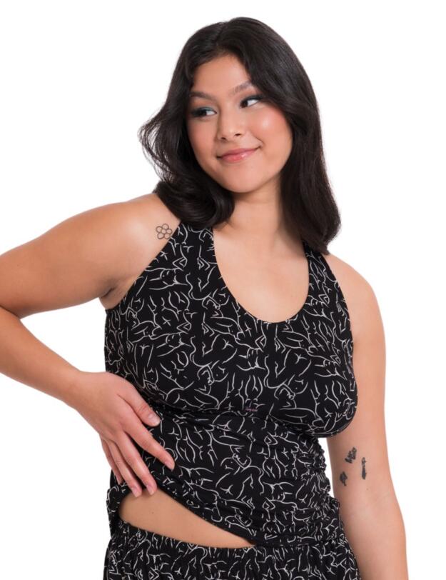 Curvy Kate Softease Vest Top Black Print 