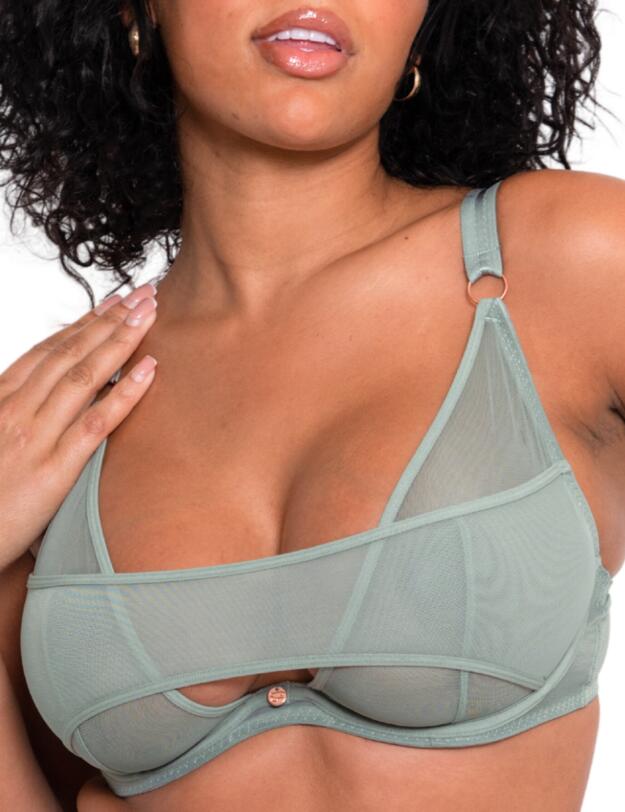 Scantilly by Curvy Kate Peep Show Plunge Bra Sage Green