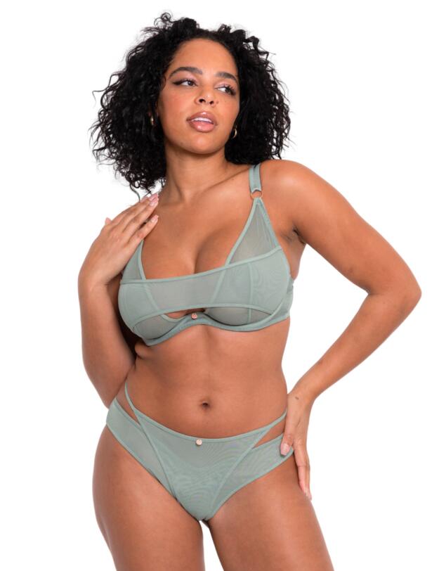 Scantilly by Curvy Kate Peep Show Brazilian Briefs Sage Green