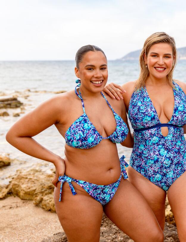 Curvy Kate Mykonos Triangle Bikini Top Blue Print