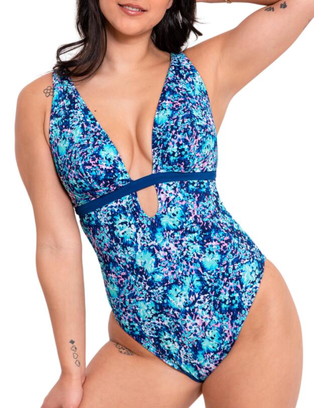 Curvy Kate Mykonos Reversible Non-Wired Swimsuit Blue Print 
