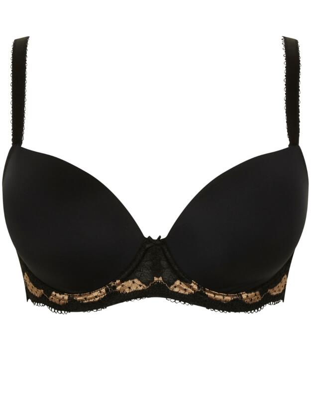 Panache Clara Moulded Sweetheart Bra Black/Vintage Gold