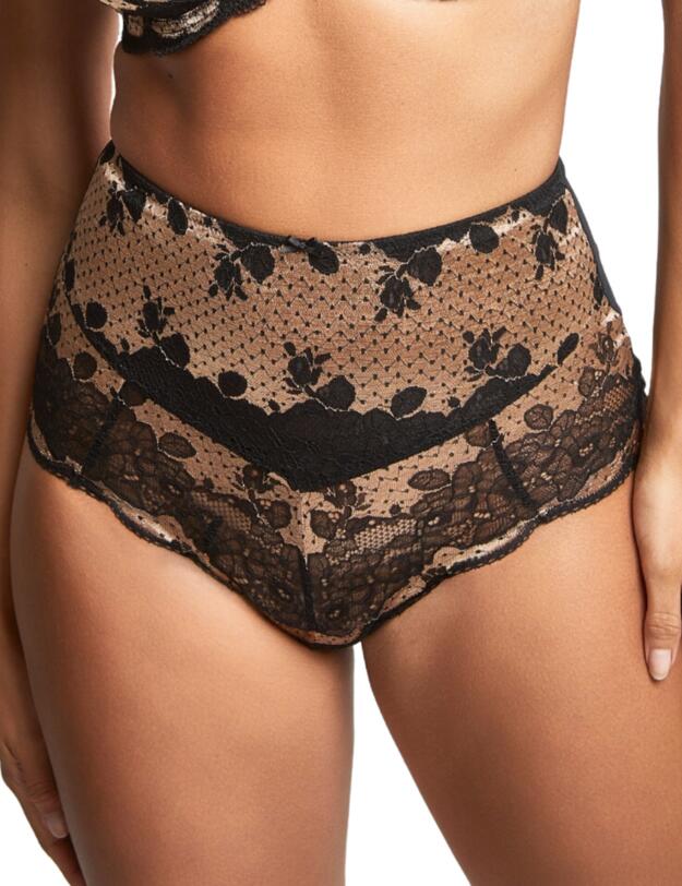 Panache Clara High Waisted Brief Black/Vintage Gold