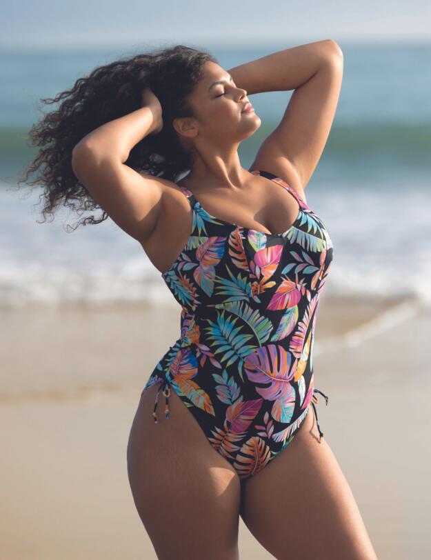 Elomi Tropical Falls Non Wired Swimsuit Black 