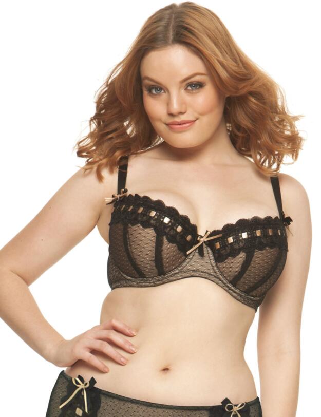 2001 Curvy Kate Tease Balcony Bra Black/Gold - 2001 Tease Bra