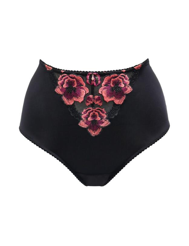Pour Moi Soiree Embroidery High Waist Deep Brief Black/Pink