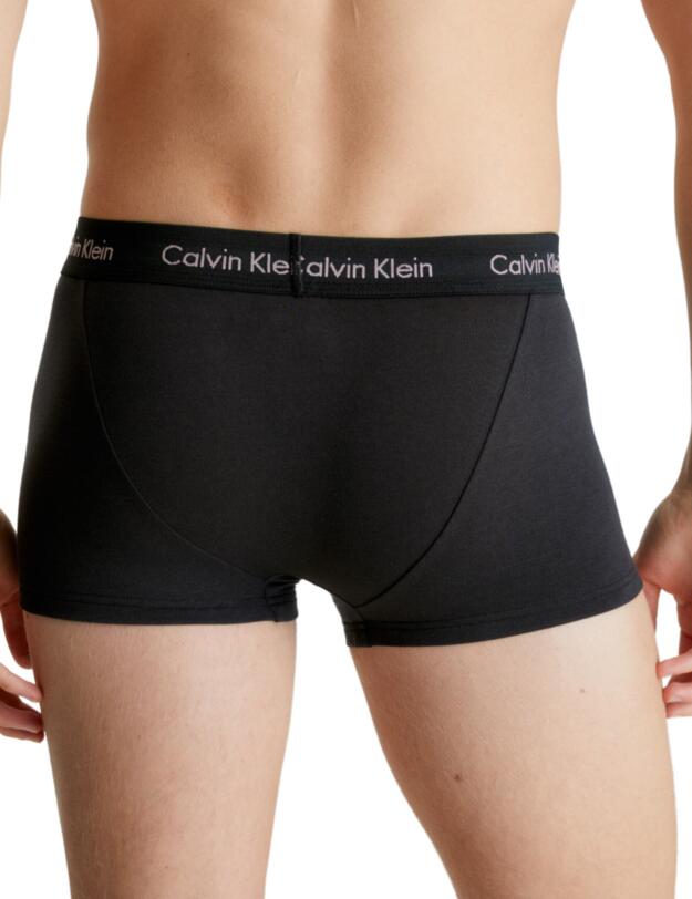 Calvin Klein Mens Cotton Stretch Low Rise Trunk 3 Pack B-Woodrose, Fld Olv, Deep Rouge Lg