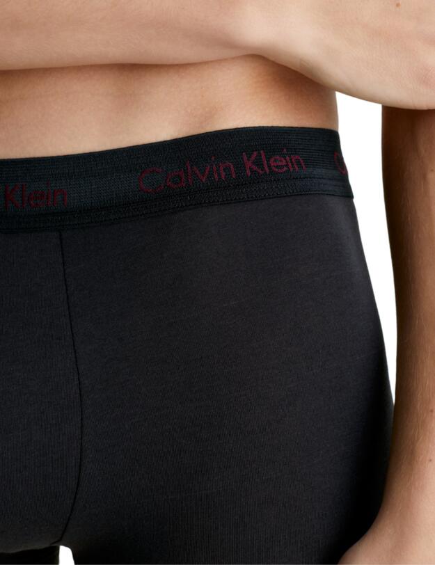 Calvin Klein Mens Cotton Stretch Low Rise Trunk 3 Pack B-Woodrose, Fld Olv, Deep Rouge Lg