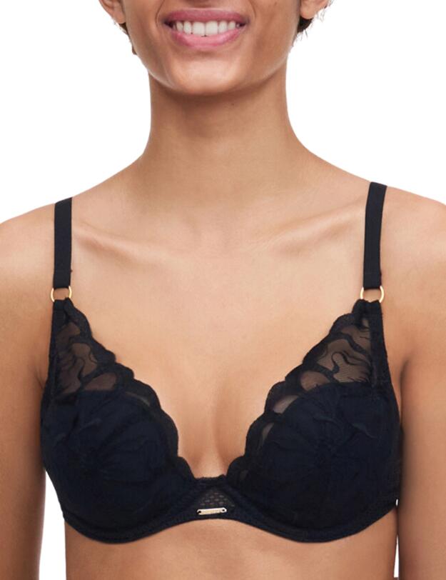  Chantelle Fleurs Plunge T-Shir Bra Black