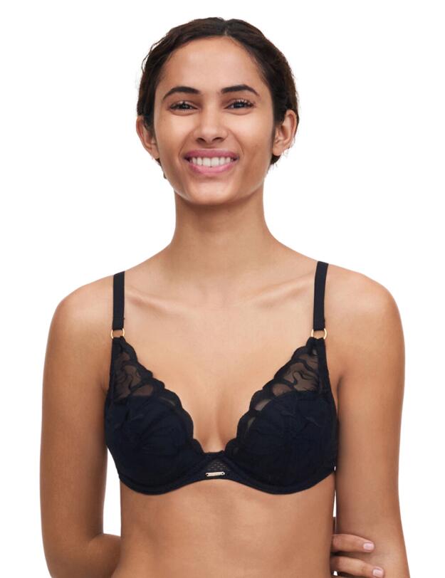  Chantelle Fleurs Plunge T-Shir Bra Black