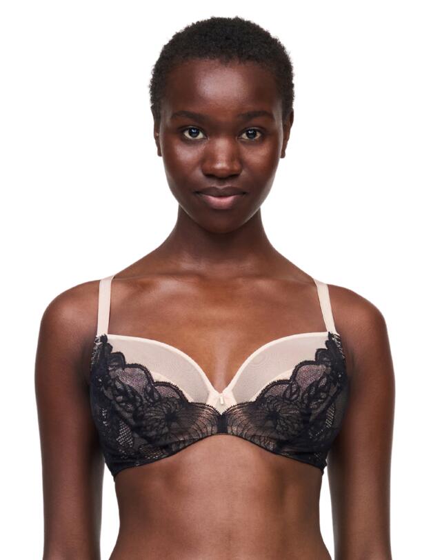 Chantelle Midnight Flowers Covering Underwired Bra Black 
