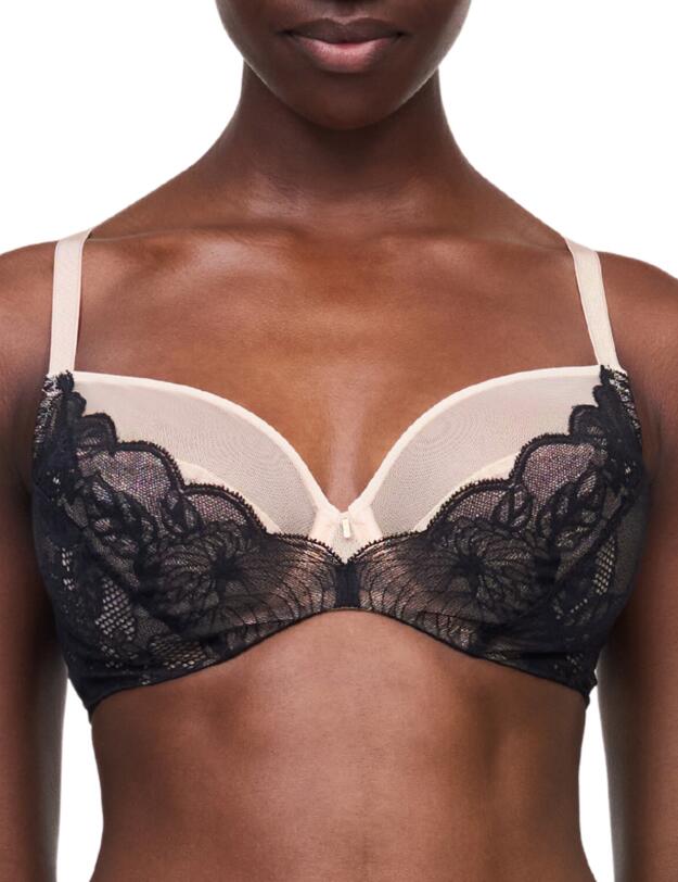 Chantelle Midnight Flowers Covering Underwired Bra Black 