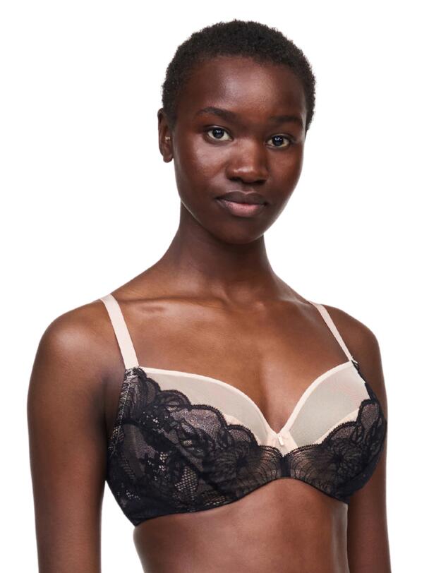 Chantelle Midnight Flowers Covering Underwired Bra Black 