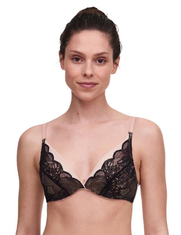 Chantelle Midnight Flowers Plunge T-Shirt Bra Black 