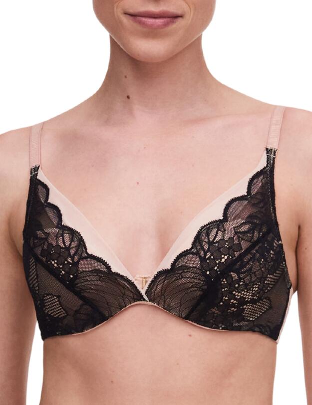 Chantelle Midnight Flowers Plunge T-Shirt Bra Black 