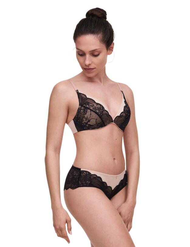 Chantelle Midnight Flowers Plunge T-Shirt Bra Black 