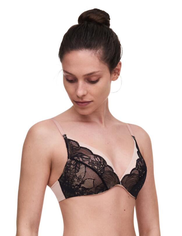 Chantelle Midnight Flowers Plunge T-Shirt Bra Black 