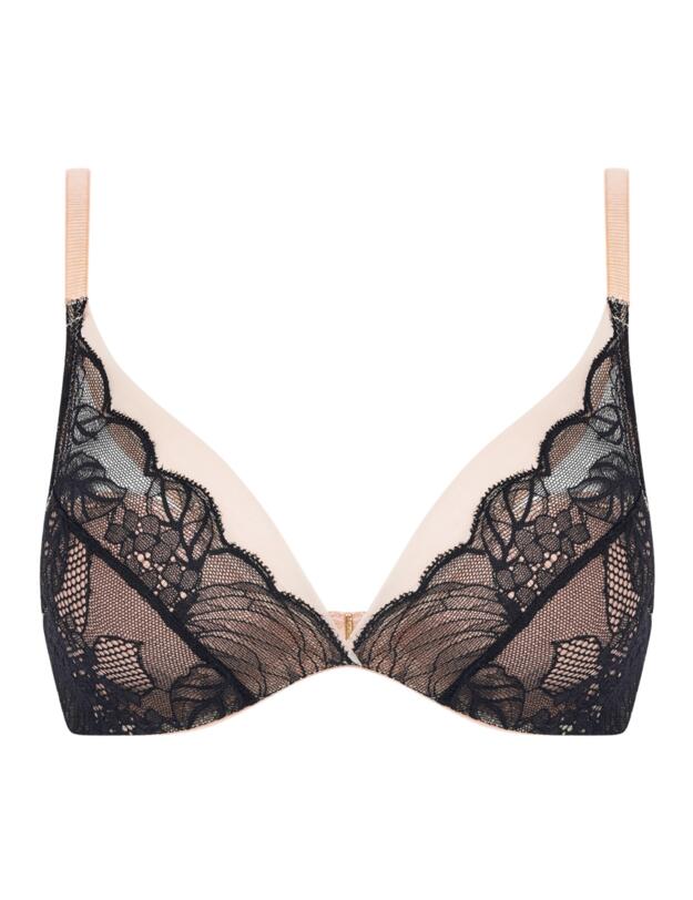 Chantelle Midnight Flowers Plunge T-Shirt Bra Black 