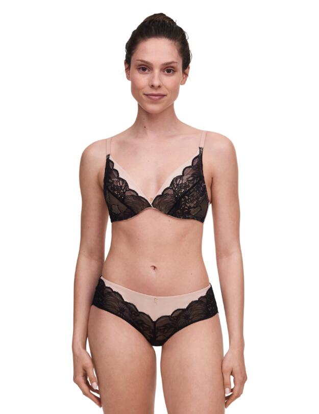 Chantelle Midnight Flowers Plunge T-Shirt Bra Black 