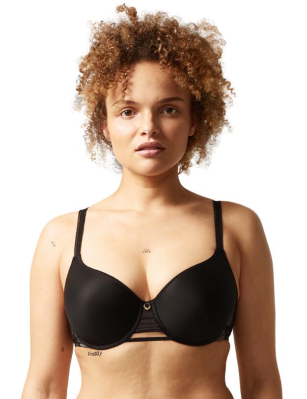 Chantelle True Lace Memory Foam T-Shirt Bra Black