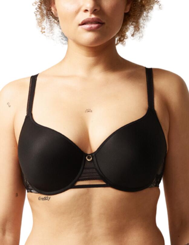 Chantelle True Lace Memory Foam T-Shirt Bra Black