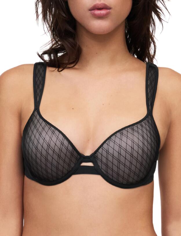 Chantelle Smooth Lines Memory Foam T-Shirt Bra Black/ Beige