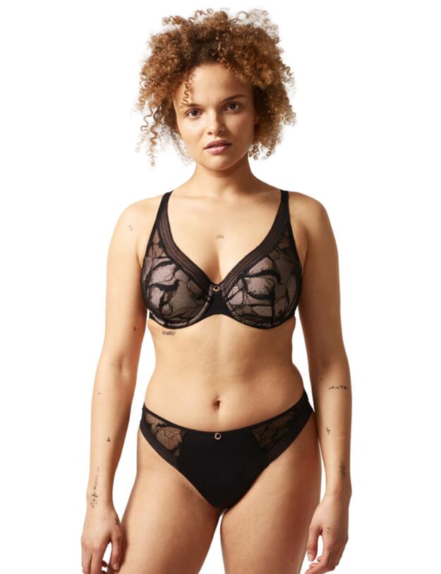 Chantelle True Lace Plunge Spacer Bra Black