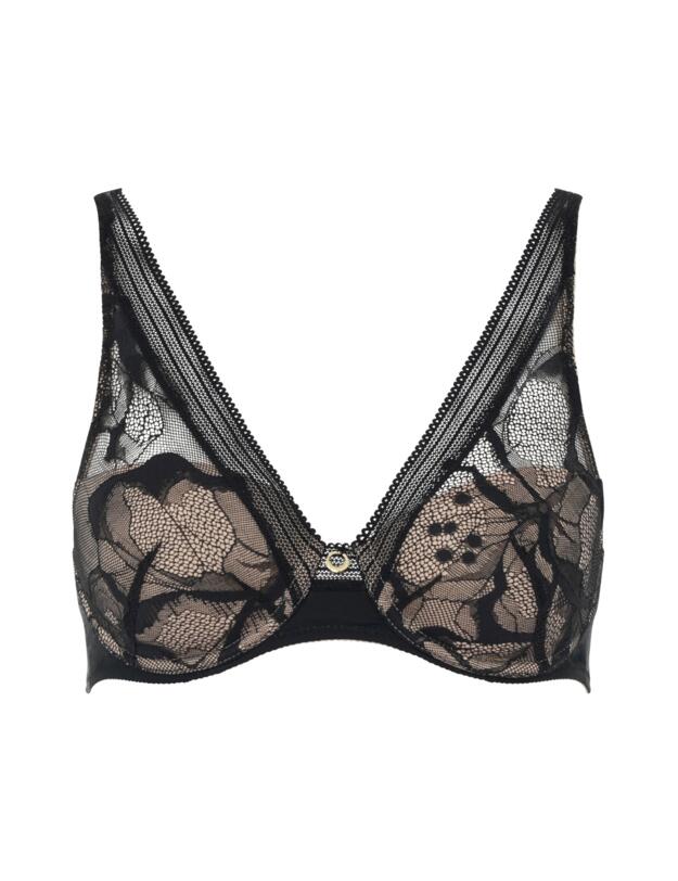 Chantelle True Lace Plunge Spacer Bra Black