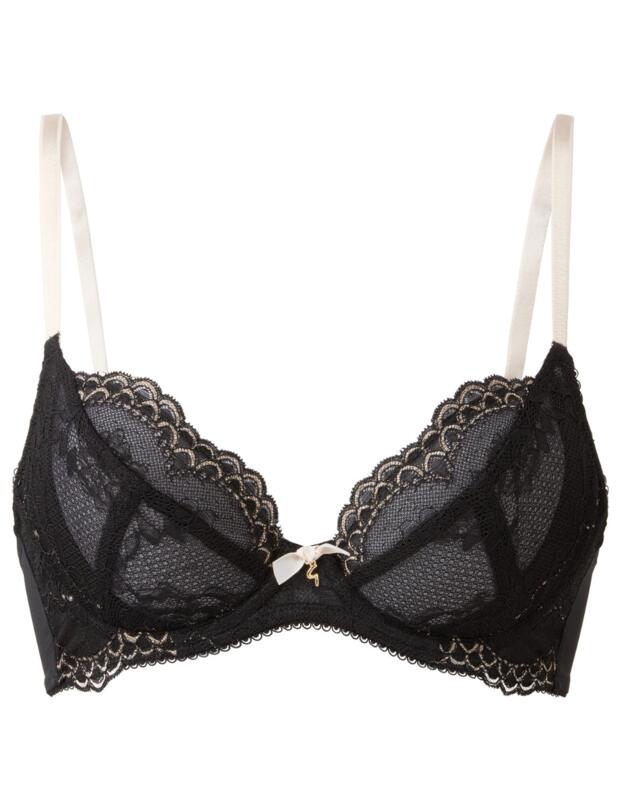 Gossard Superboost Lace Non-Padded Plunge Bra Black Ivory Rose 