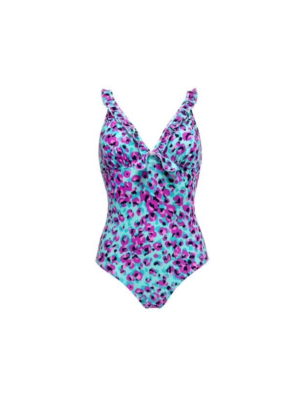 Pour Moi Getaway Frill Control Swimsuit Aquaburst